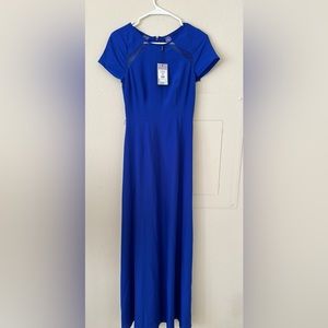 NWT Coast Short Sleeve Blue Maxi Dress with lace inserts